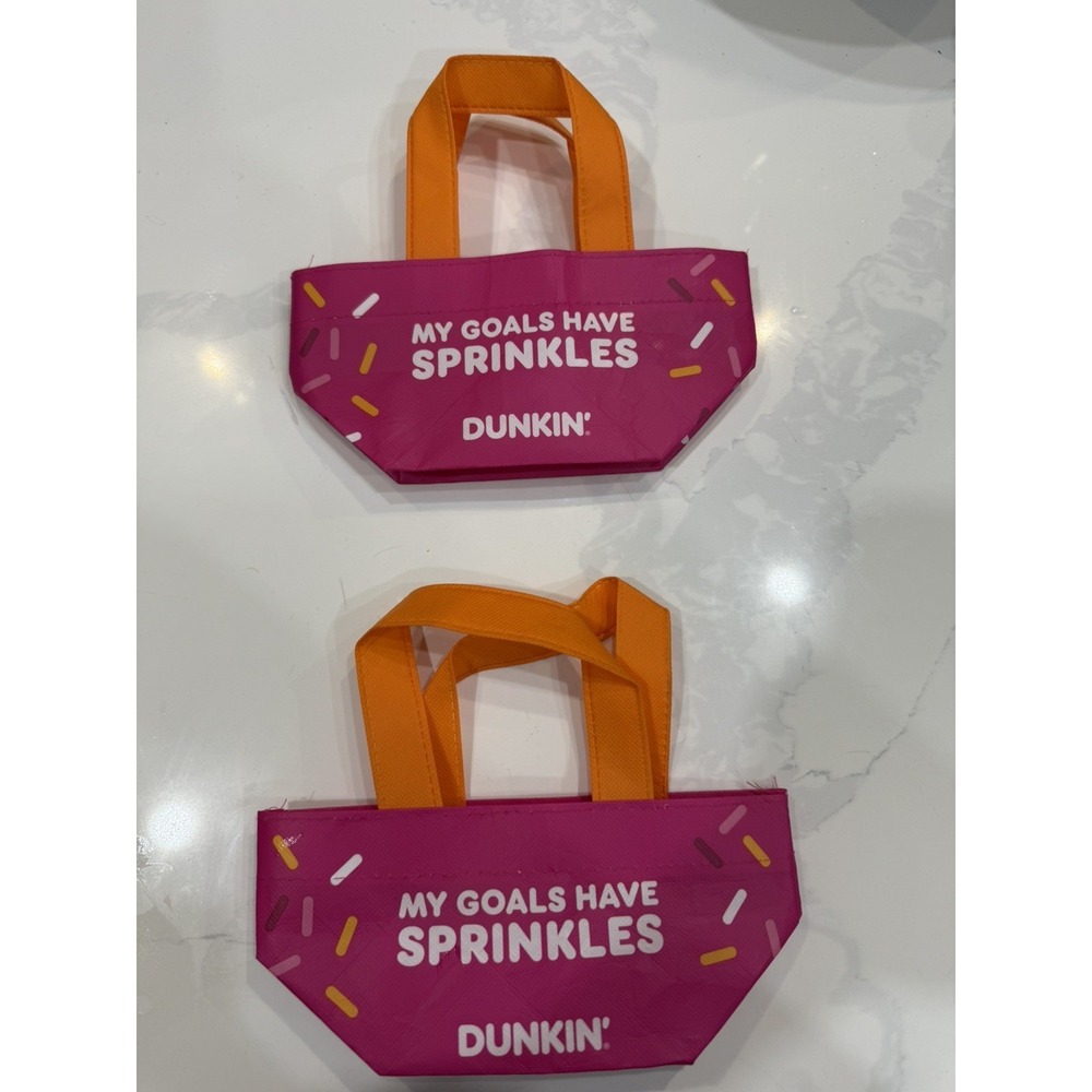 2 Dunkin Donuts Pink Orange Donuts‎ Mini SPRINKLES Bag RARE Collectible 1/2/26